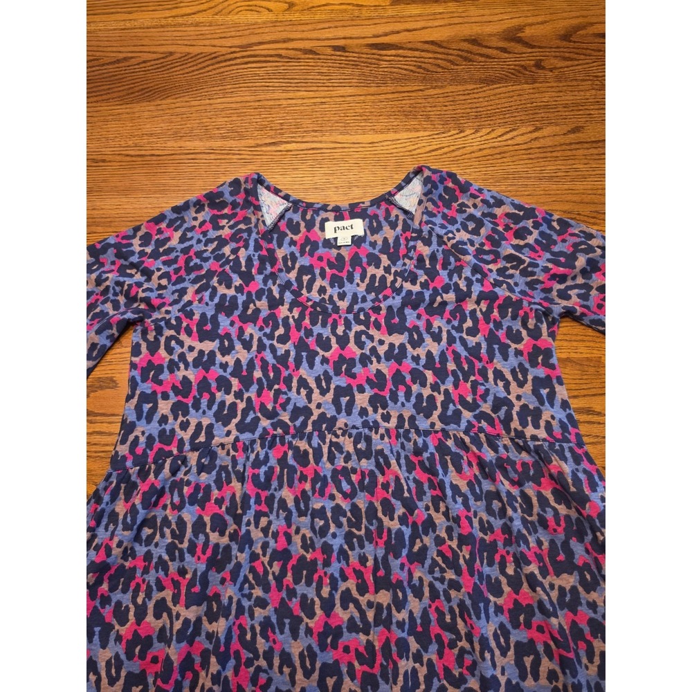 PACT Revive Flutter Sleeve Dress Small Leopard Print Organic Cotton Sustainable - Picture 7 of 16